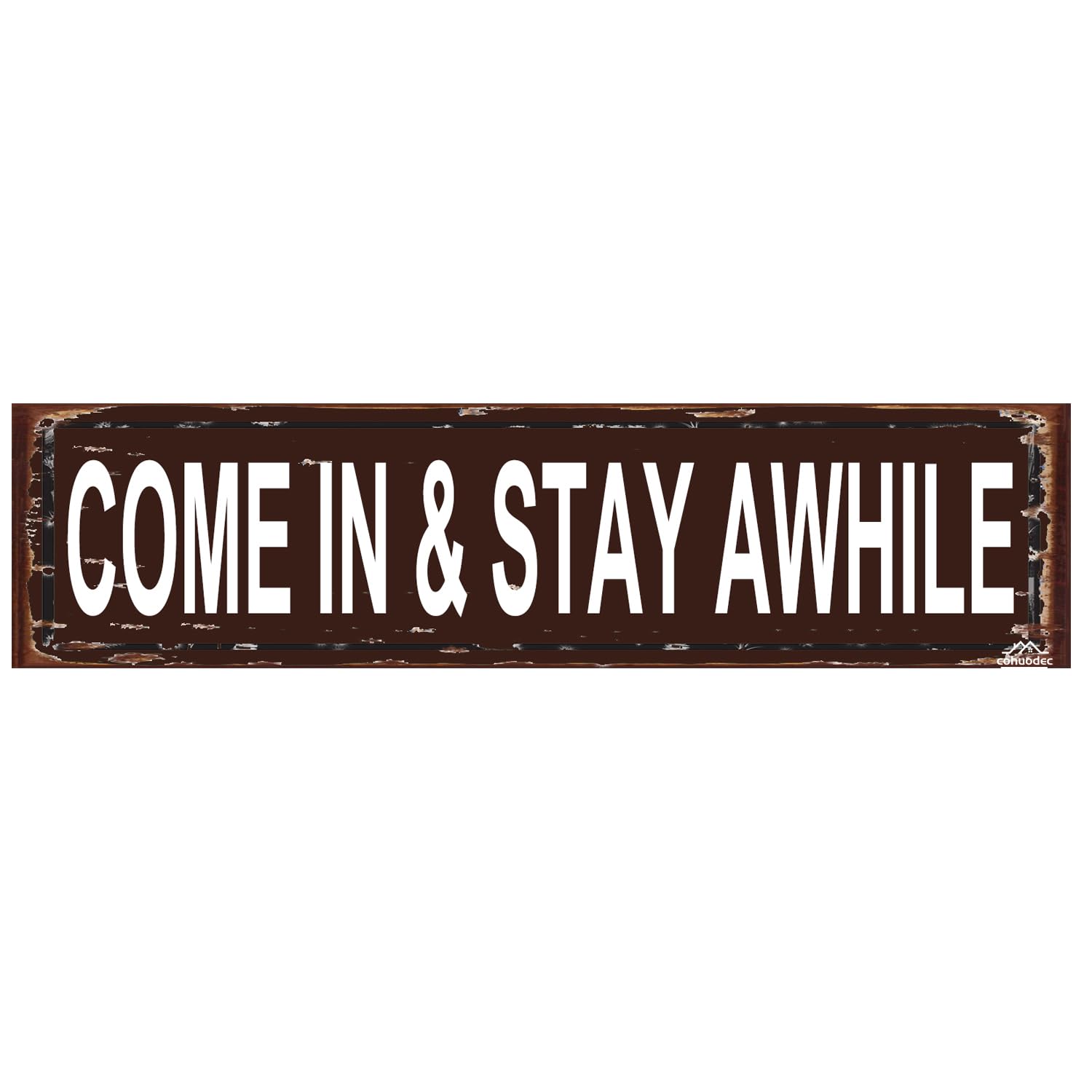 Come In and Stay Awhile Sign,Rustic Farmhouse Metal Wall Art,4x16 Inch Family Home Decor Plaque for Wedding &