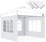 FANPAT 3 Piezas Paredes Laterales de Carpa Instantánea para Toldo Emergente de 10x10, Cenador de Jardín, Tela Oxford 210D Impermeable, Blanco (SOLO 3 Piezas Paredes Laterales)