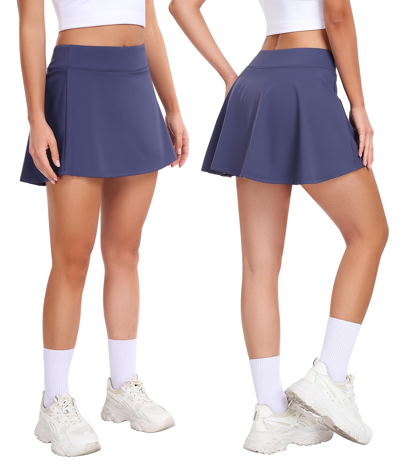 Ullnoy Lot de 2 jupes de tennis pour femme avec poches courtes, taille haute, jupes de sport plissées pour entraînement et course à pied