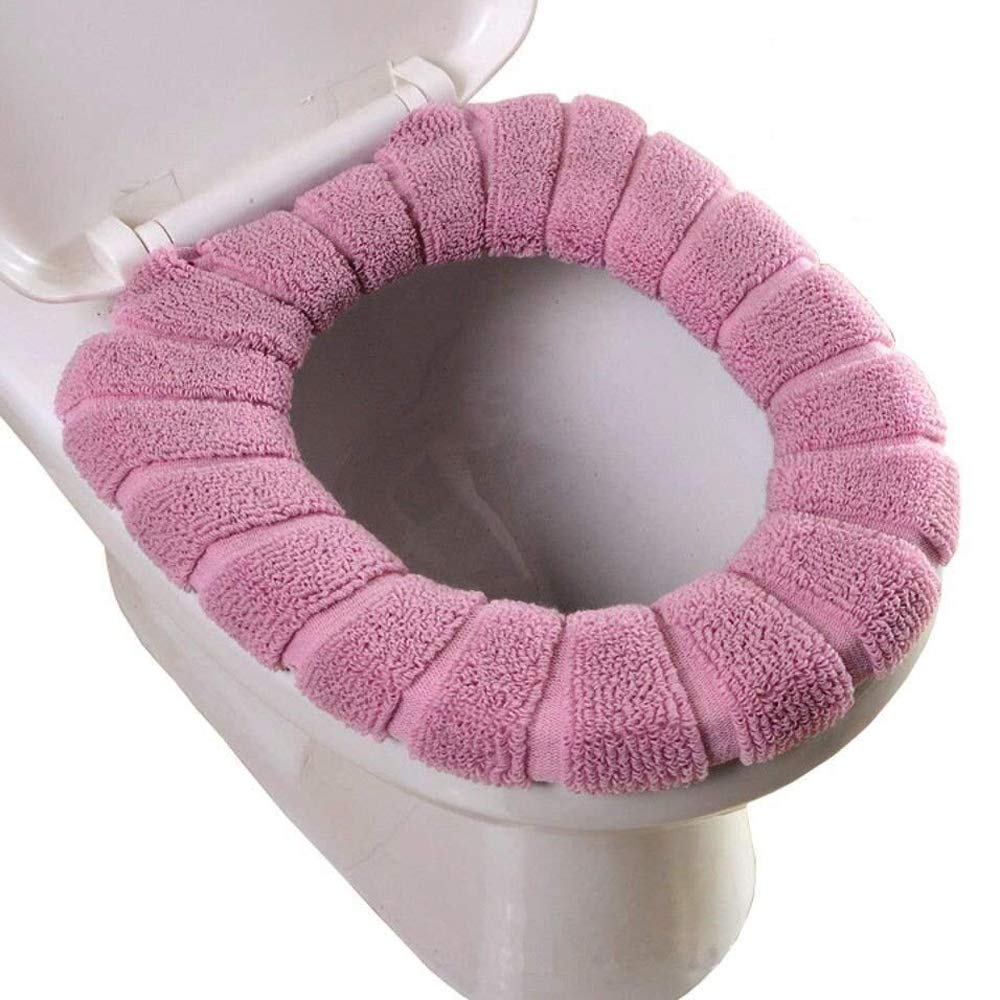 Guojanfon Bathroom Soft Thicker Warmer Stretchable Washable Cloth Toilet Seat Cover Pads ()