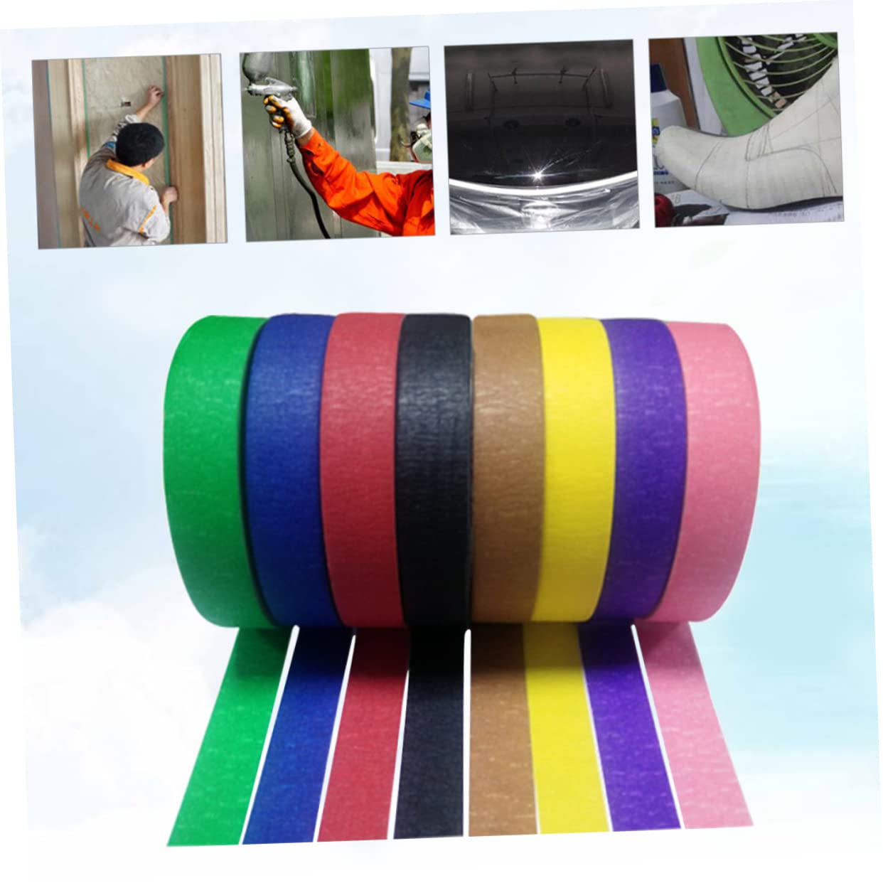 NOLITOY 6pcs Textured Masking Tape Adhesive Tape Spray Masking Tape Paper Wrinkle- for Indoor/Outdoor Decor Random