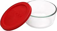 Vista 2 de Pyrex Simply Store Recipiente de almacenamiento de alimentos de vidrio individual de 2 tazas con tapa, recipiente redondo de vidrio no poroso