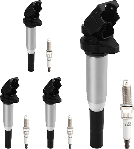 Bobina de encendido UF598 Paquete y bujías Juego de 4 compatibles con Mini Cooper Countryman 2011-2016, Mini Cooper Paceman 2013-2016, Mini Cooper