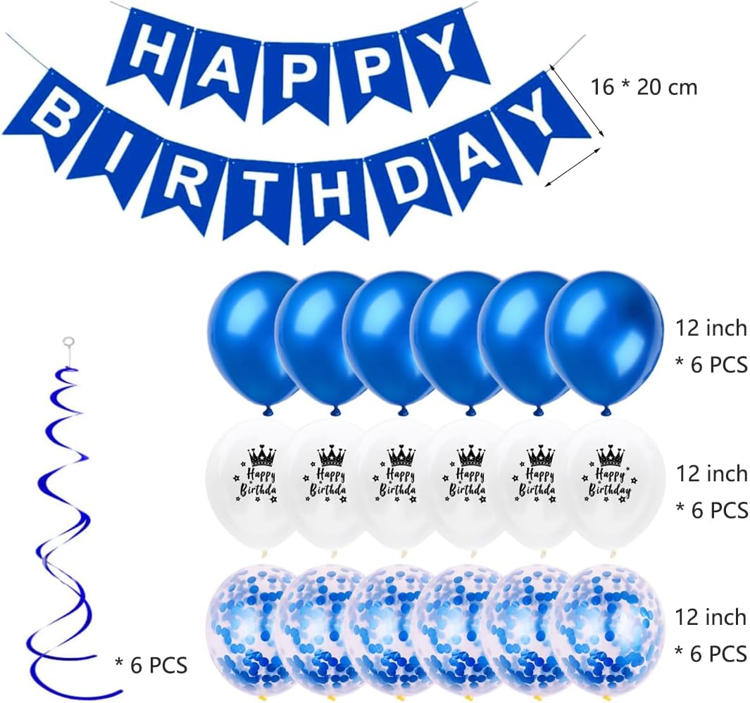 Daimay 15th Birthday Party Decorations Blue Happy Birthday Banner Flag Latex Confetti Balloons Number 15 Foil Balloon Star Mylar Balloons Cake Topper for Men Women Anniversary Party Supplies - Image 2