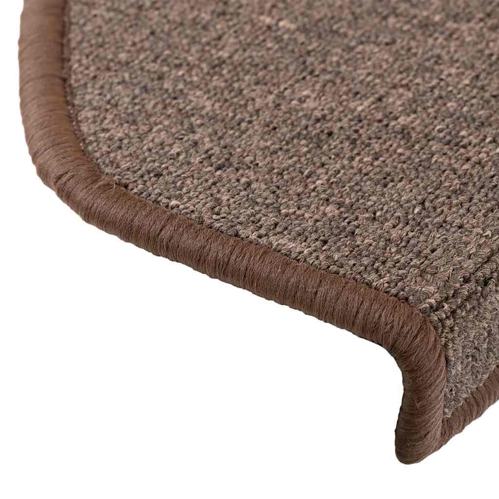 Stufenmatten 20er Set 65x24x4 cm Kaffeebraun Halbrund - rutschfeste Treppenmatten aus Getuftetem PP - Schalldämpfender Treppenschutz Teppichschoner für Innentreppen