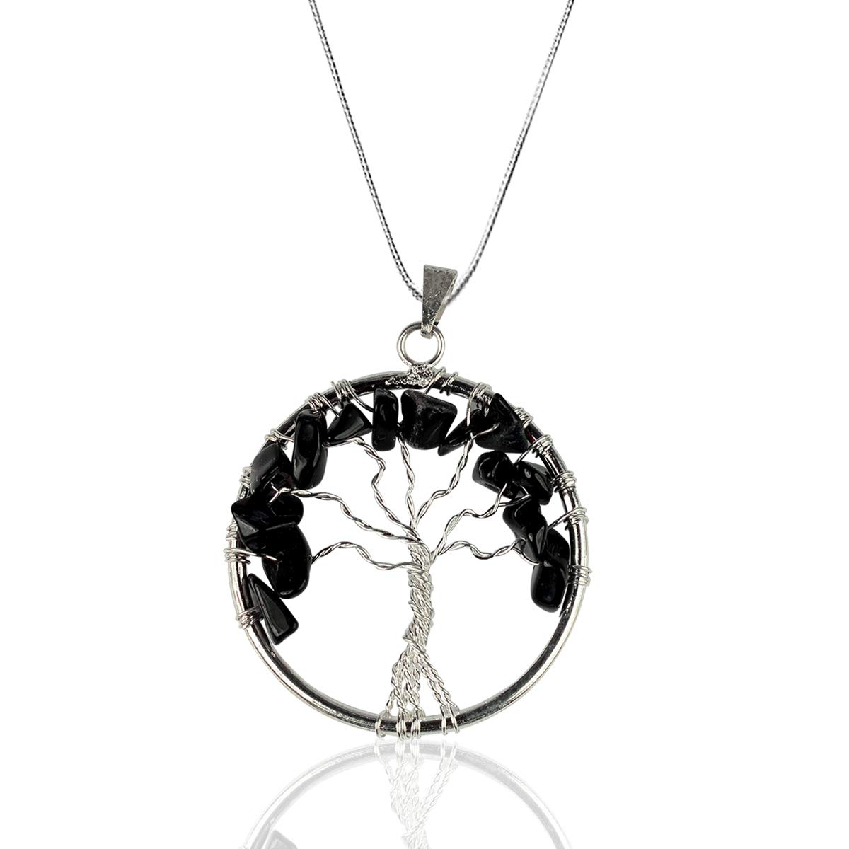 Black Tourmaline Tree Crystal Stone Pendant for Men and Women-image-14
