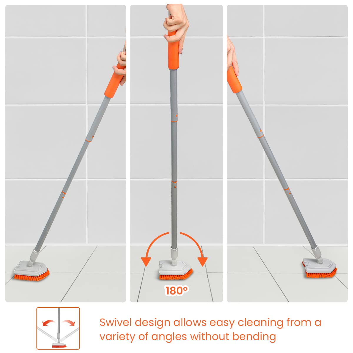Buy Shower Cleaning Brush with Extendable Long Handle 42'' Tub and Tile Scrub Brush Stiff