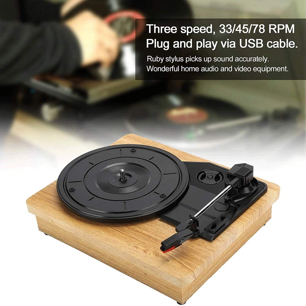 Lecteur Disque Vinyle Portable, 33/45/78 TR/Min, Platine Vinyle à 3 Vitesses avec Haut-Parleur stéréo, Sortie numérique USB, Lecteur Disque stéréo en Vinyle, Prend en Charge Les disques vinyles 7", 1