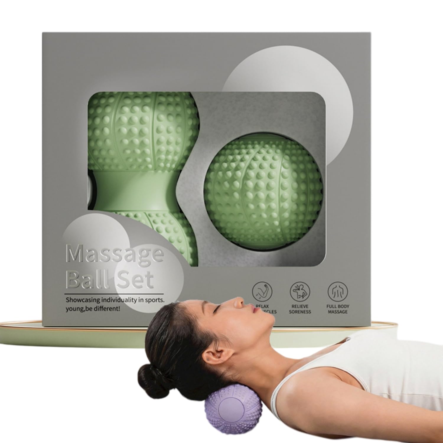 Faszien-Erdnussball TPE - Massage-Doppelball für Rücken und Nacken (Gruin-Einzelkugel-Doppelkugel)