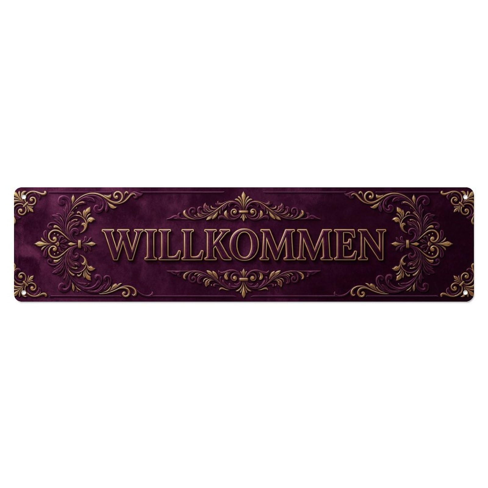 Plum Purple Deep Elegant Welcome Metal Tin Sign