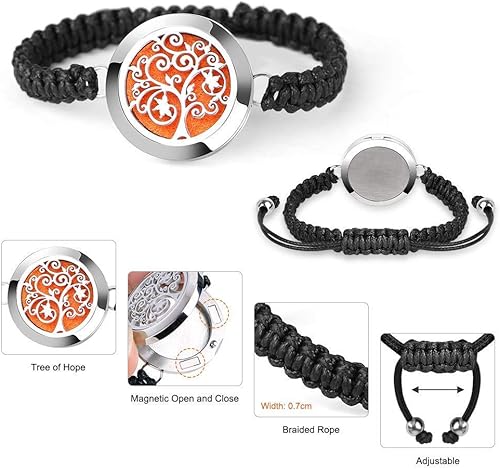 Miniatura 5 de ttstar Pulsera difusora de aceites esenciales de aromaterapia con 48 almohadillas de recambio, juego de regalo