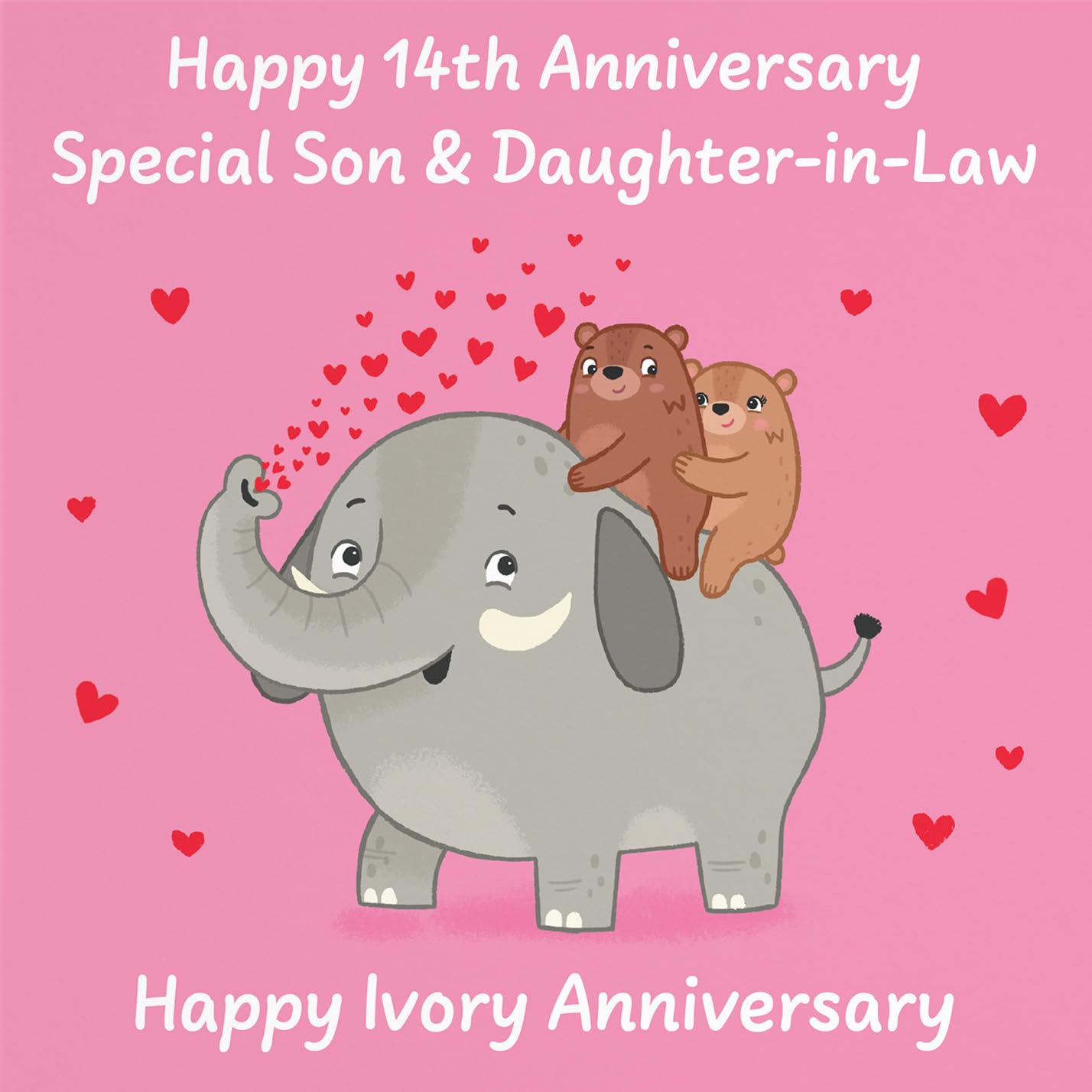 Hunts England, Son And Daughter In Law 14th Anniversary Card, Ivory Anniversary, 14 Years - Image 2