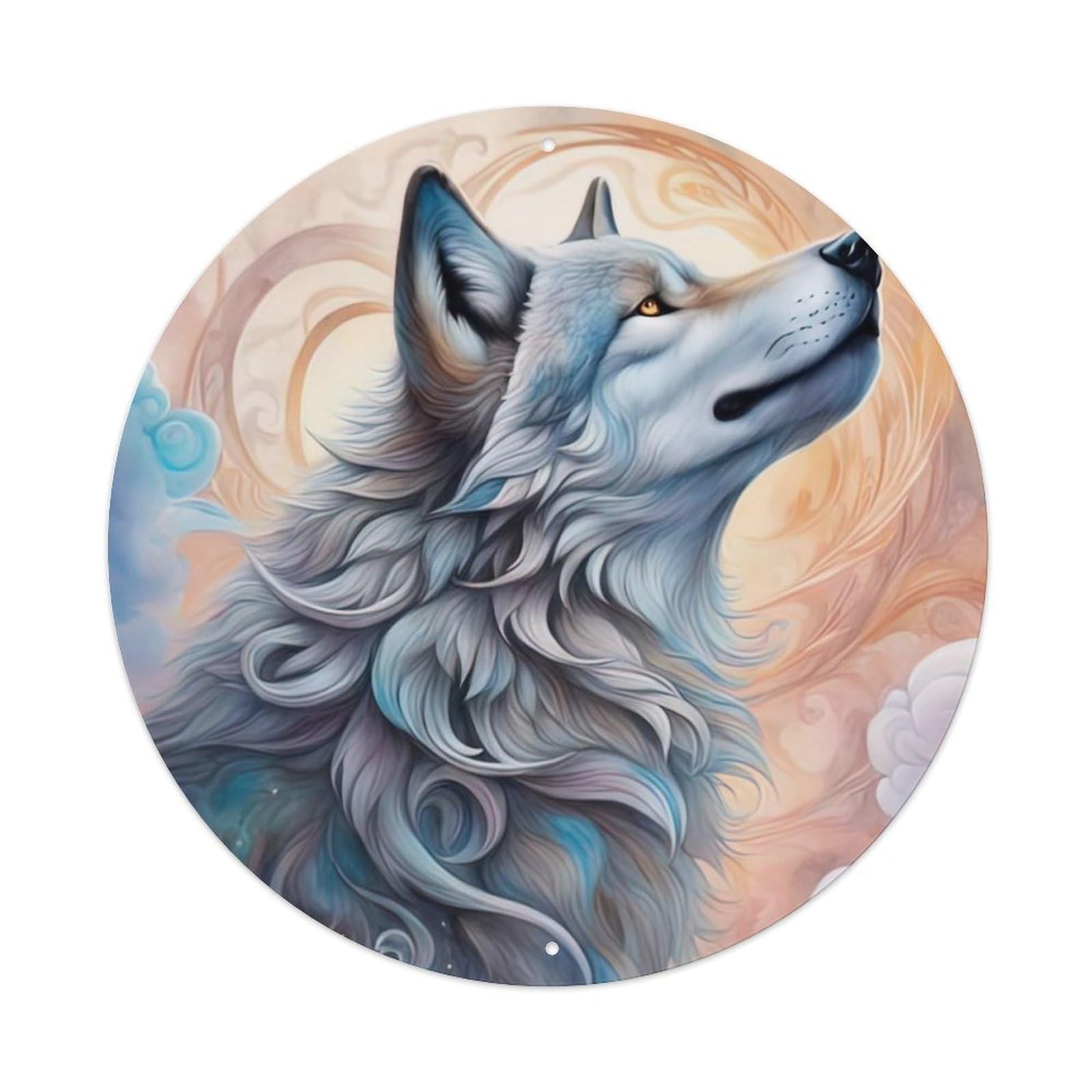 Animal Artwork Arctic Wolf Looking Into The Distance Vintage Metal Tin Sign Plaque Wall Decor for Cafe, Club Bar, Office, Garden Metal Poster 8x8Inch