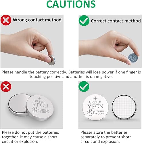 Miniatura 7 de YFCN Batería CR2450 de litio de 3 V, paquete de 20 unidades, pilas de botón de moneda CR 2450, 10 años de vida útil
