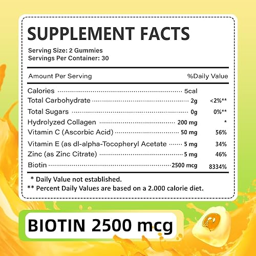 Miniatura 6 de Gomitas de colágeno con péptidos multicolágeno, vitamina C, zinc y biotina, para cabello grueso, uñas fuertes y piel saludable, sin azúcar y vegano