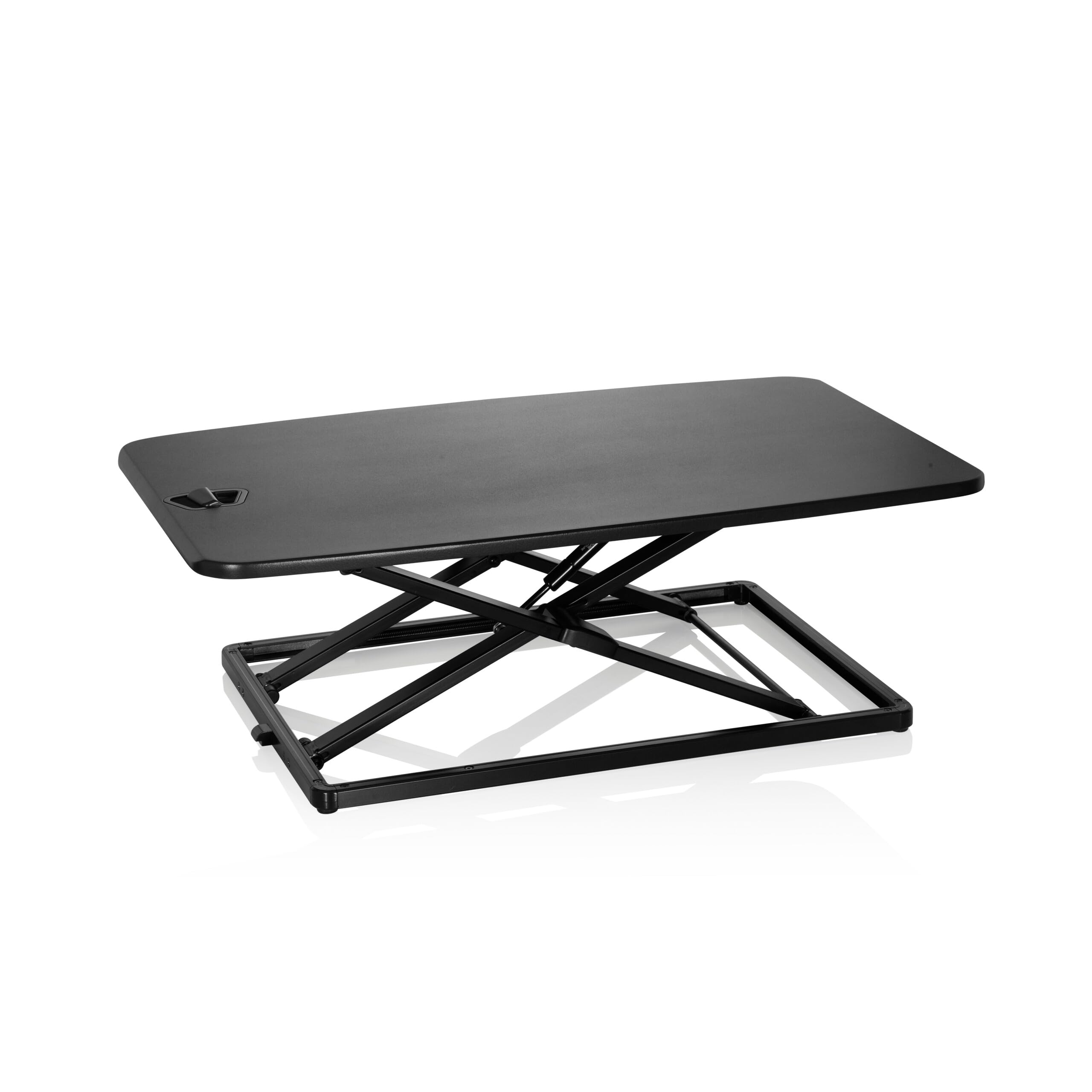 hjh OFFICE 802100 Sitz-Steh Schreibtischaufsatz VM-SA Alu 79,5 x 50 cm Aufsatz für Schreibtische, höhenverstellbar mit Gasfeder
