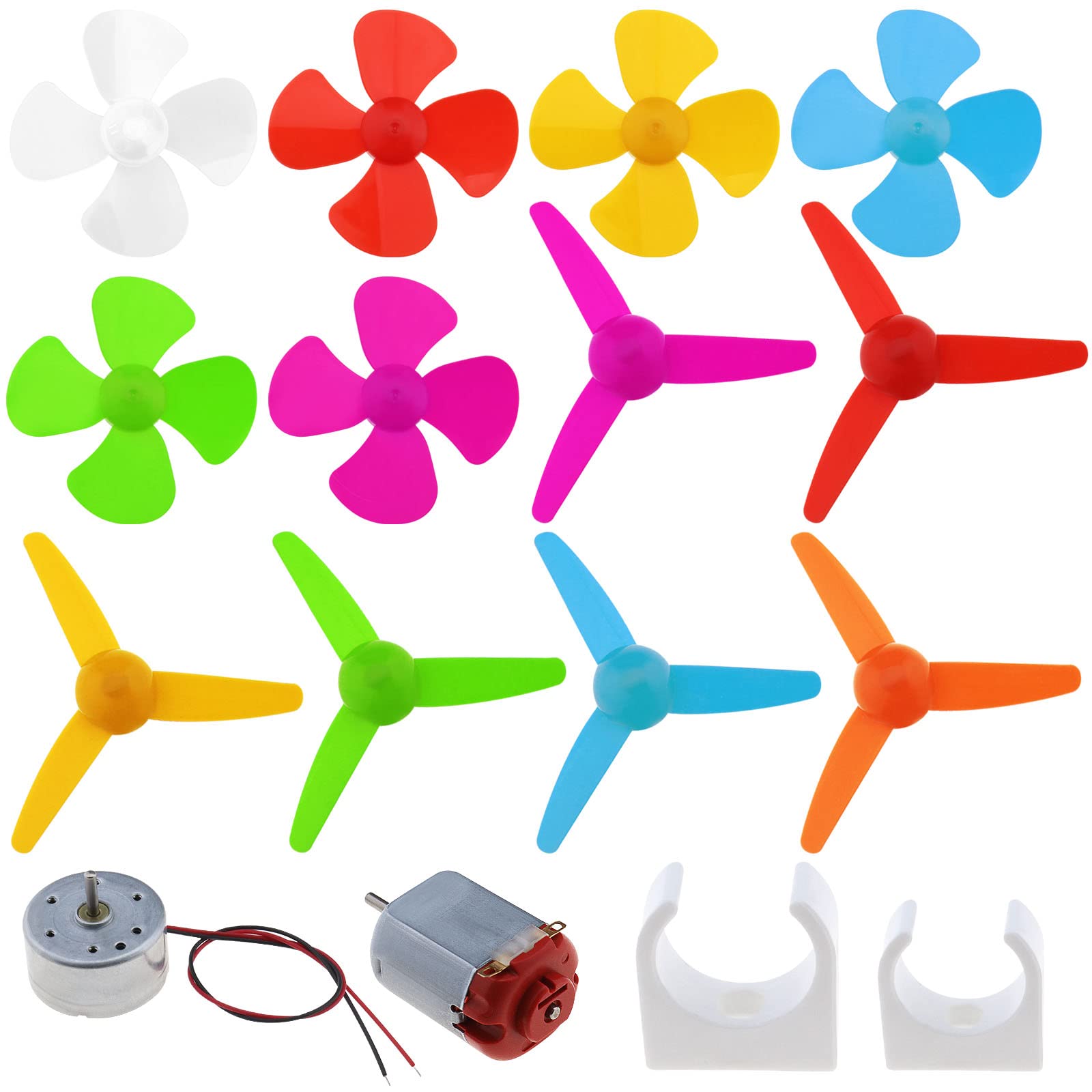 Kit 6 Mini Moteurs Électriques 1.5V-9V 1500 RPM + Hélice, Support & Interrupteur - Bricolage & Expériences