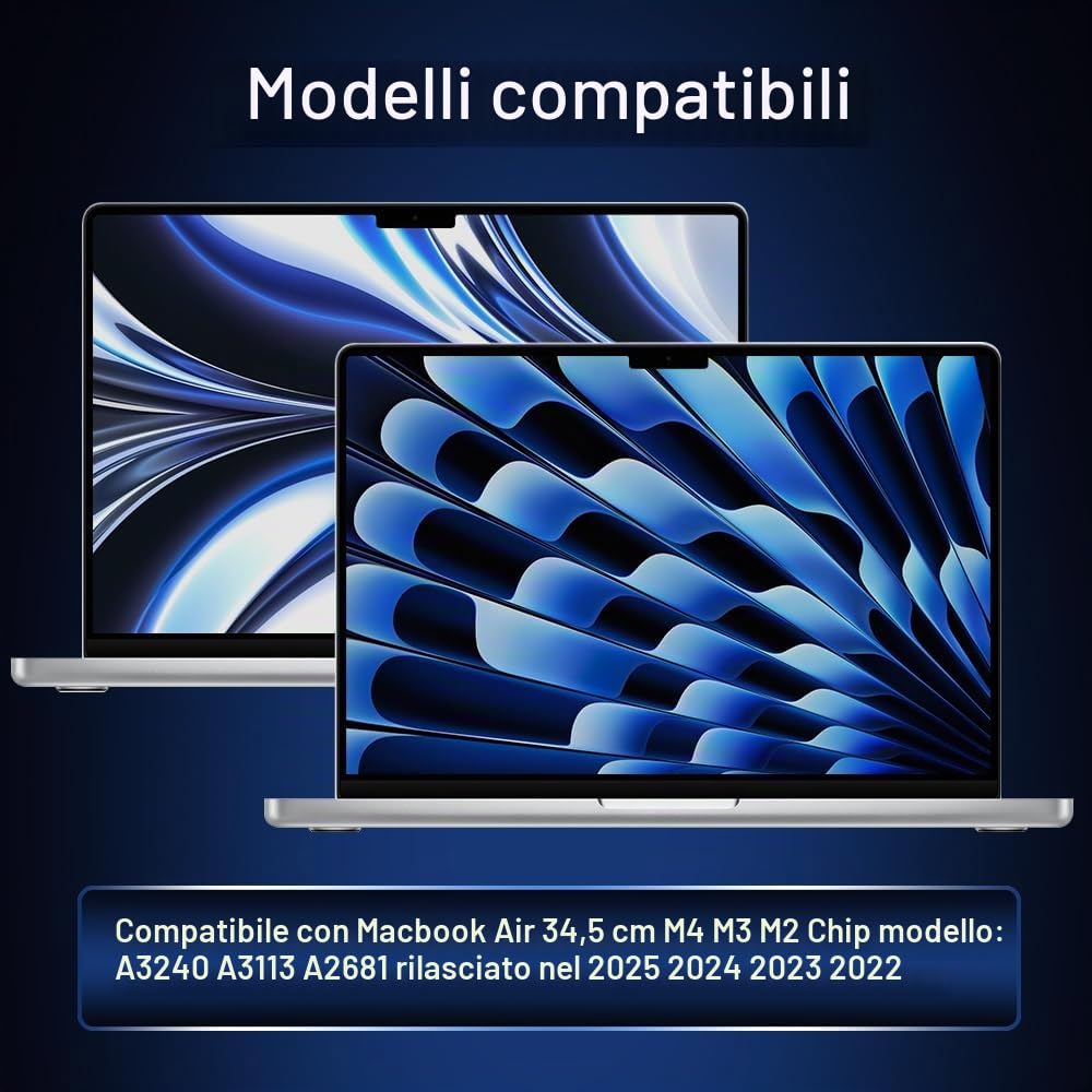 Pellicola proteggi schermo per 2026-2022 MacBook Air 13,6 pollici M5 M4 M3 M2 Chip A3240 A3113 A2681 Rilasciato 5H Durezza Anti Graffio Protezione Polvere