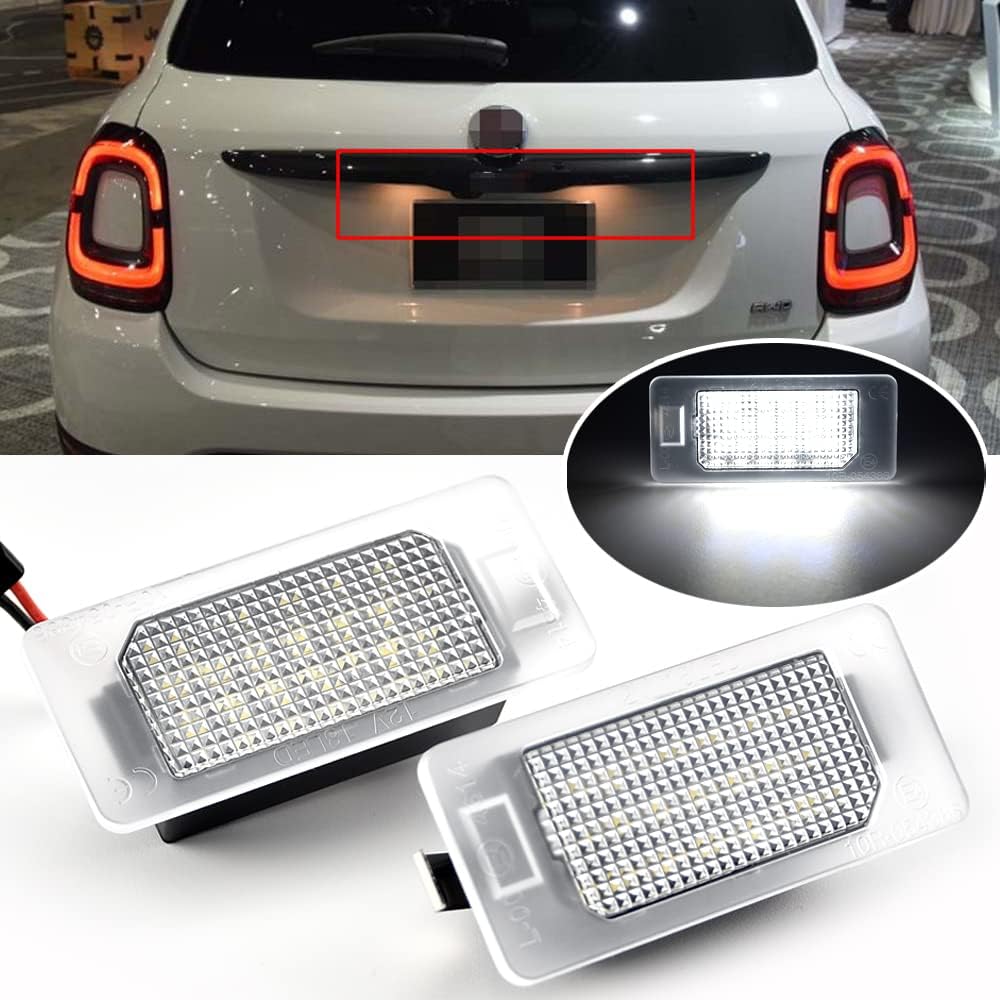 2pcs LED License Number Plate Lamp Compatible with Fi-at 500X 2014 2015 2016 2017 2018 2019