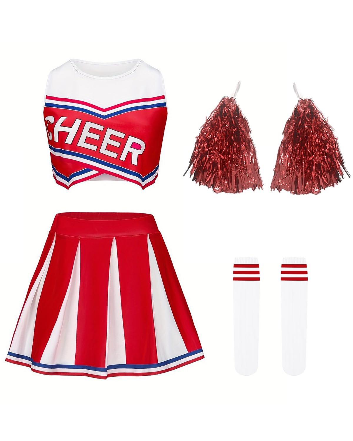 DivingBirds Cheerleader Halloween Costume Kids Girls Cheer Leader Costume School Cheerleading Outfits for 4-5 Years - Image 2
