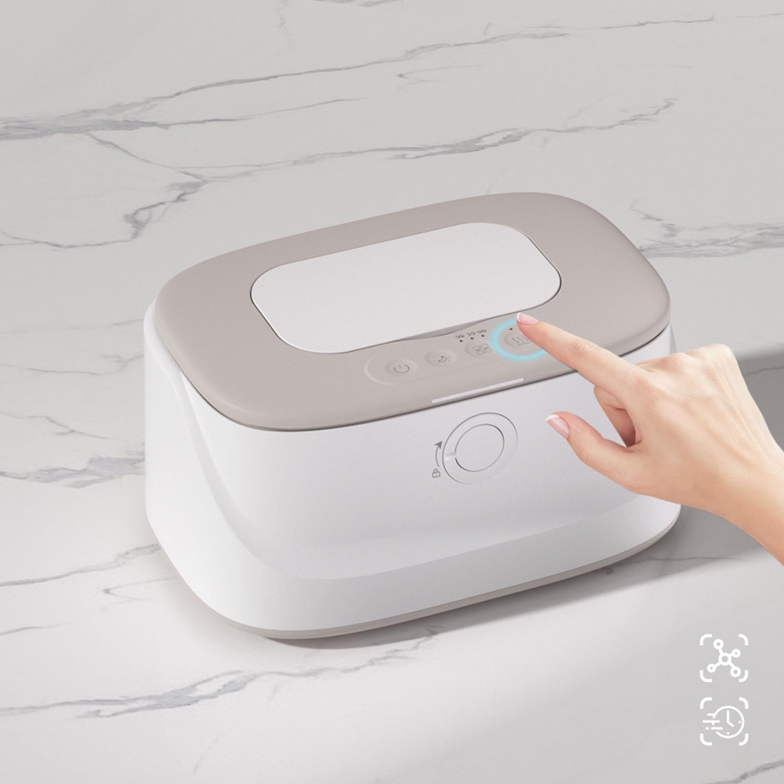 VGEBY Chauffe-Lingettes pour bébé, Distributeur Chauffant de Lingettes à Température Réglable, Grande capacité avec Veilleuse pour un Accès Facile la Nuit (GREY)