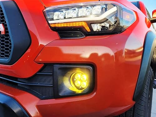 Miniatura 5 de iJDMTOY Lente amarilla de 24 W de alta potencia LED de gran angular SAE con soportes de montaje integrados compatibles con Toyota Tacoma Tundra