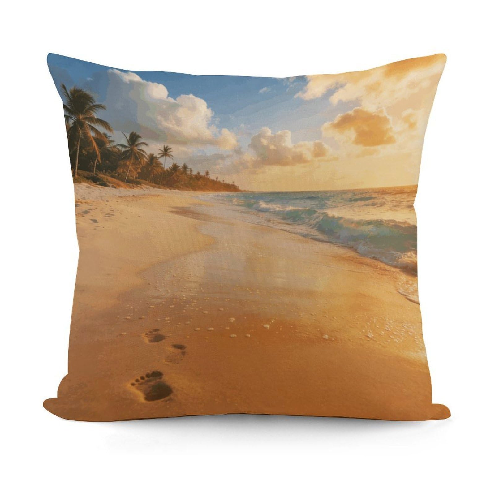 LZQPOEAS Beach Throw Pillow Cover 18 X 18 in Cozy Couch Pillow Covers Farmhouse Throw Pillow Case Modern Square Pillowcase Home Decor Cushion Cover for Bedroom Living Room