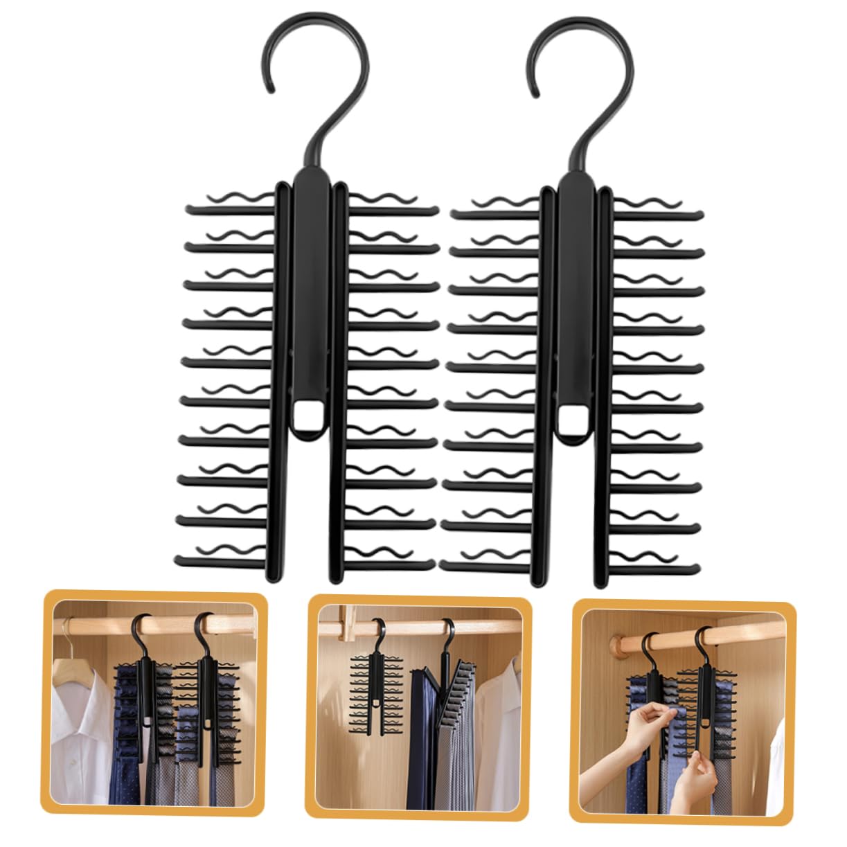 SOLUSTRE 1set Belt Rack Hanger Tie Organizer Multi Functional Scarf Storage Capacity for Closet Material for Strong Support 2pcs