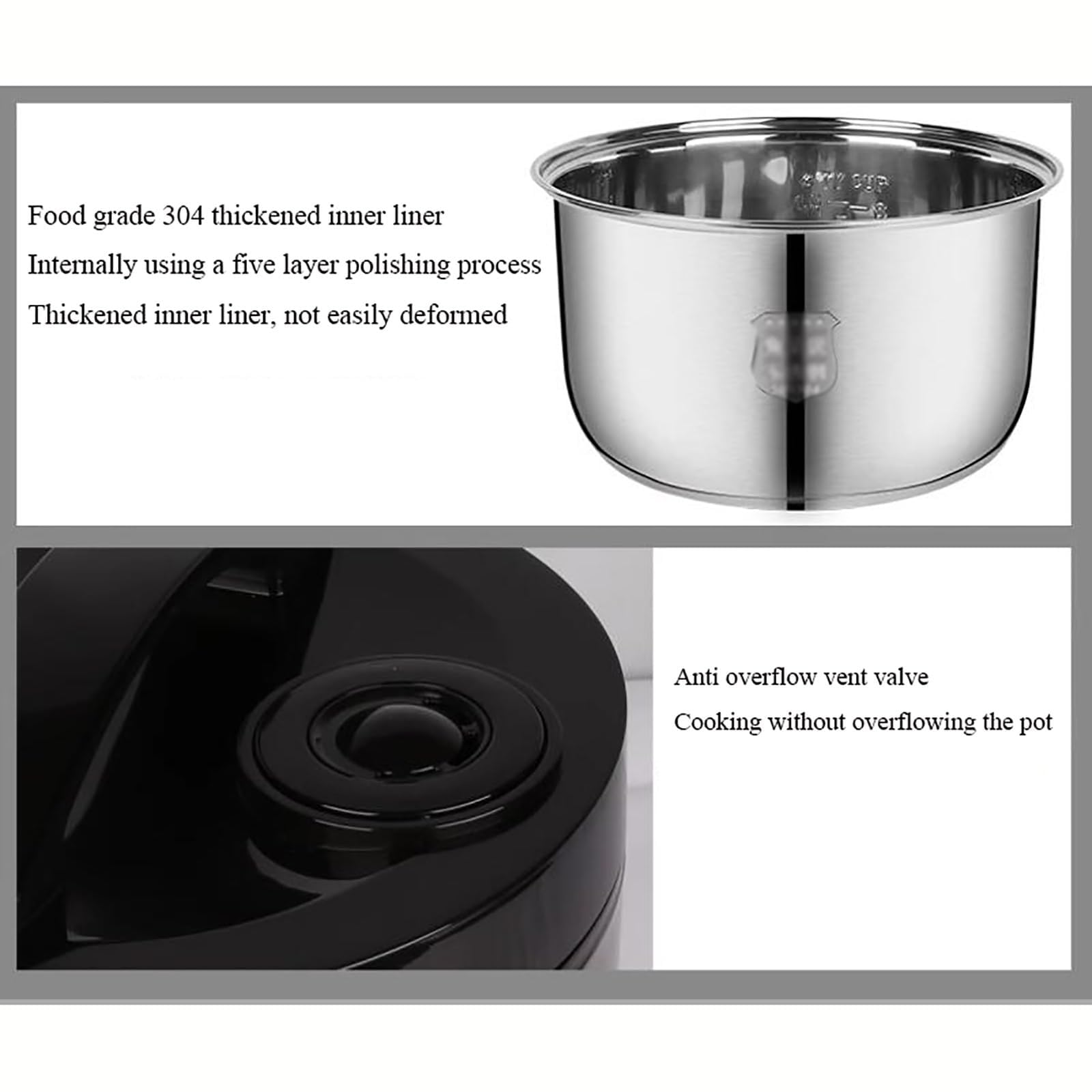 Olla arrocera, capacidad de 5 litros, forro de acero inoxidable 304, electrodoméstico para cocinar arroz blanco/integral, gachas y sopa, sirve de 1 a 8 personas
