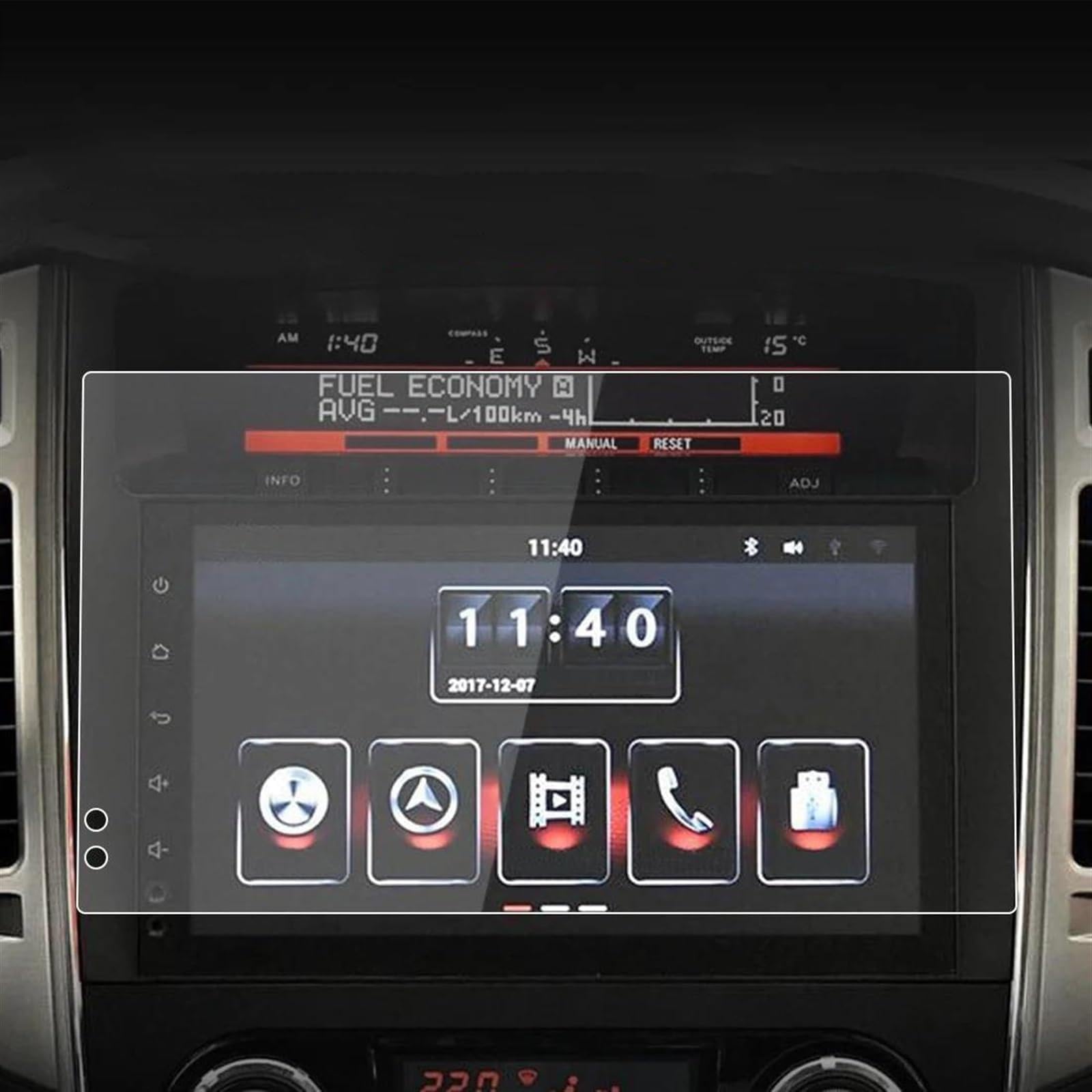 Película Protectora para Mitsubishi Pajero 2018 2019 2020 2021,Pantalla de Cristal Templado para Consola,Protector de navegador,película Protectora para Coche,tamaño: 21 Azul