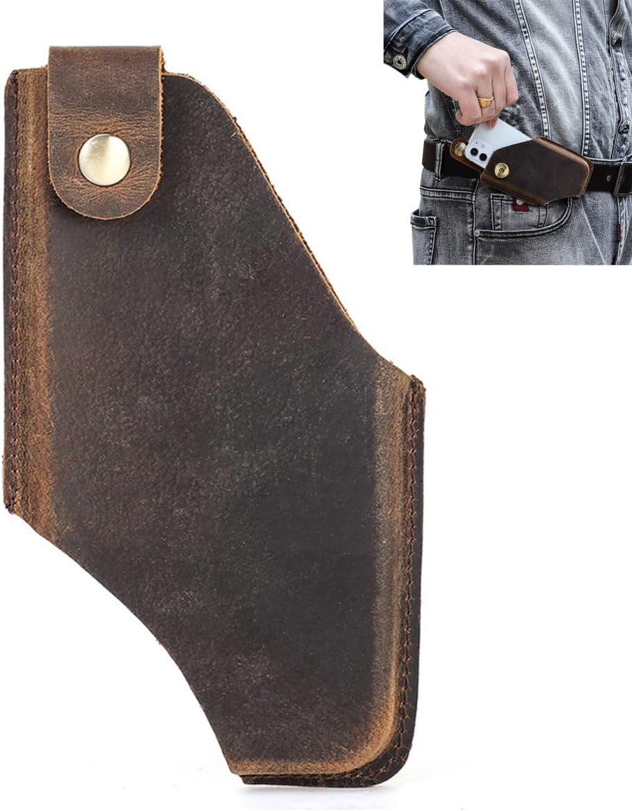 Funda portátil de piel auténtica, funda para teléfono para hombre, bolsa para cinturón de hombro, funda de viaje para exteriores con lazo para cinturón para iPhone 13 Pro Max12 Pro Max11 Pro MaxXS MaxHuawei P40 ProP50 Pro Marrón L Guatemala