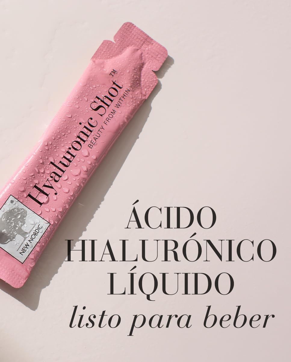 New Nordic | Hyaluron Shot | Complemento Alimenticio Líquido | Ácido Hialurónico | Espino Marino | Vitamina C | 30 Botecitos Unidosis | Para el Cuidado de la Piel