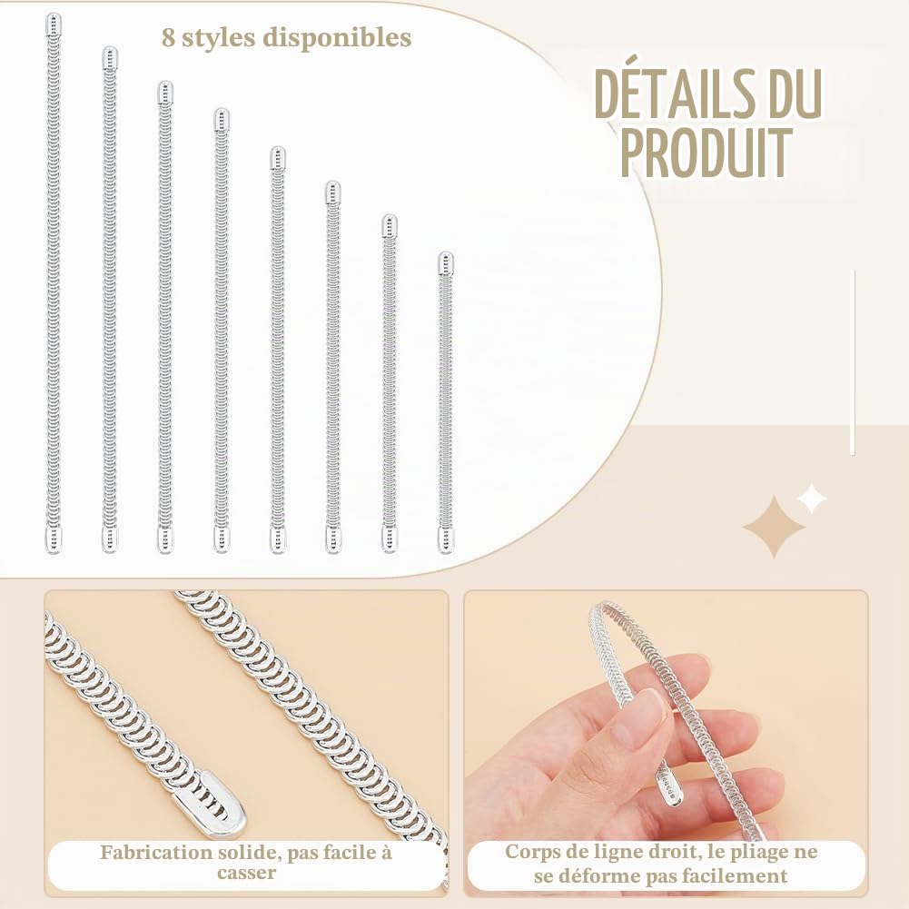 BENECREAT 80 Pcs Désossage en Métal en Spirale 8 tailles Désossage de Corset Désossage en Acier pour la Couture Désossage en Acier en Spirale Prédécoupé pour Fournitures de Fabrication de Corset