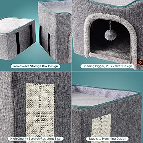 MAYWARD Cat Cube Foldable Cat House with Detachable Storage Box for Indoor, Dog Stairs Multifunctional Cat Bed Cave with… - Image 5