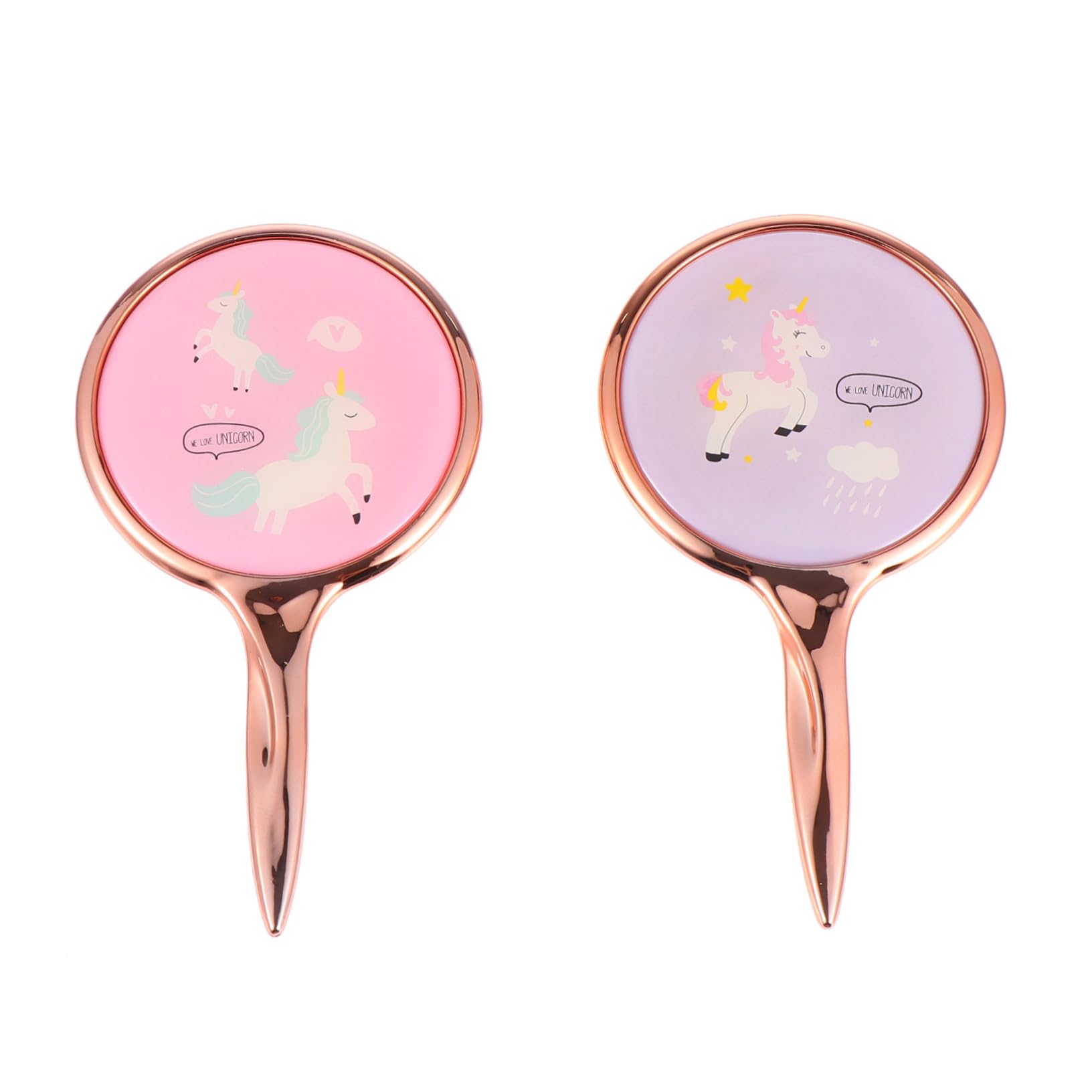 Miroir de maquillage rond à main pour soin cosmétique quotidien rose