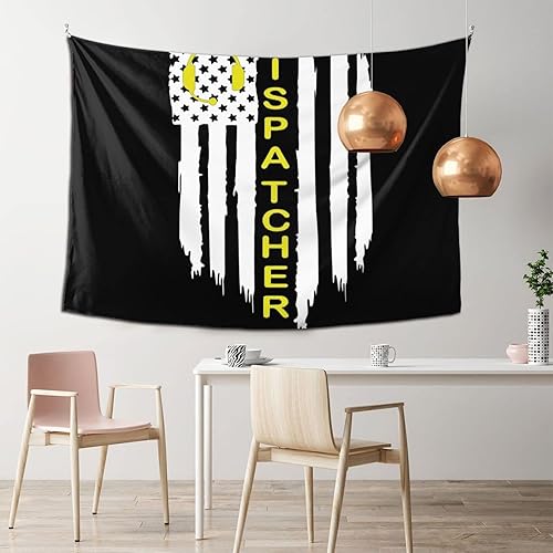 Miniatura 2 de Qauirfe Tapiz con diseño de bandera estadounidense de color dorado y amarillo con el número 911 para colgar en la pared sala de estar dormitorio