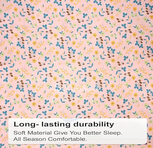 Image of 200 TC Cotton Feel All Around Elastic Fitted Bedsheet, Elastic Fitted Bedsheet King Size Bedsheet for Double Bed with 2 Pillow Covers, Size - 72 x 78 x 8 Inch Color Baby Pink
