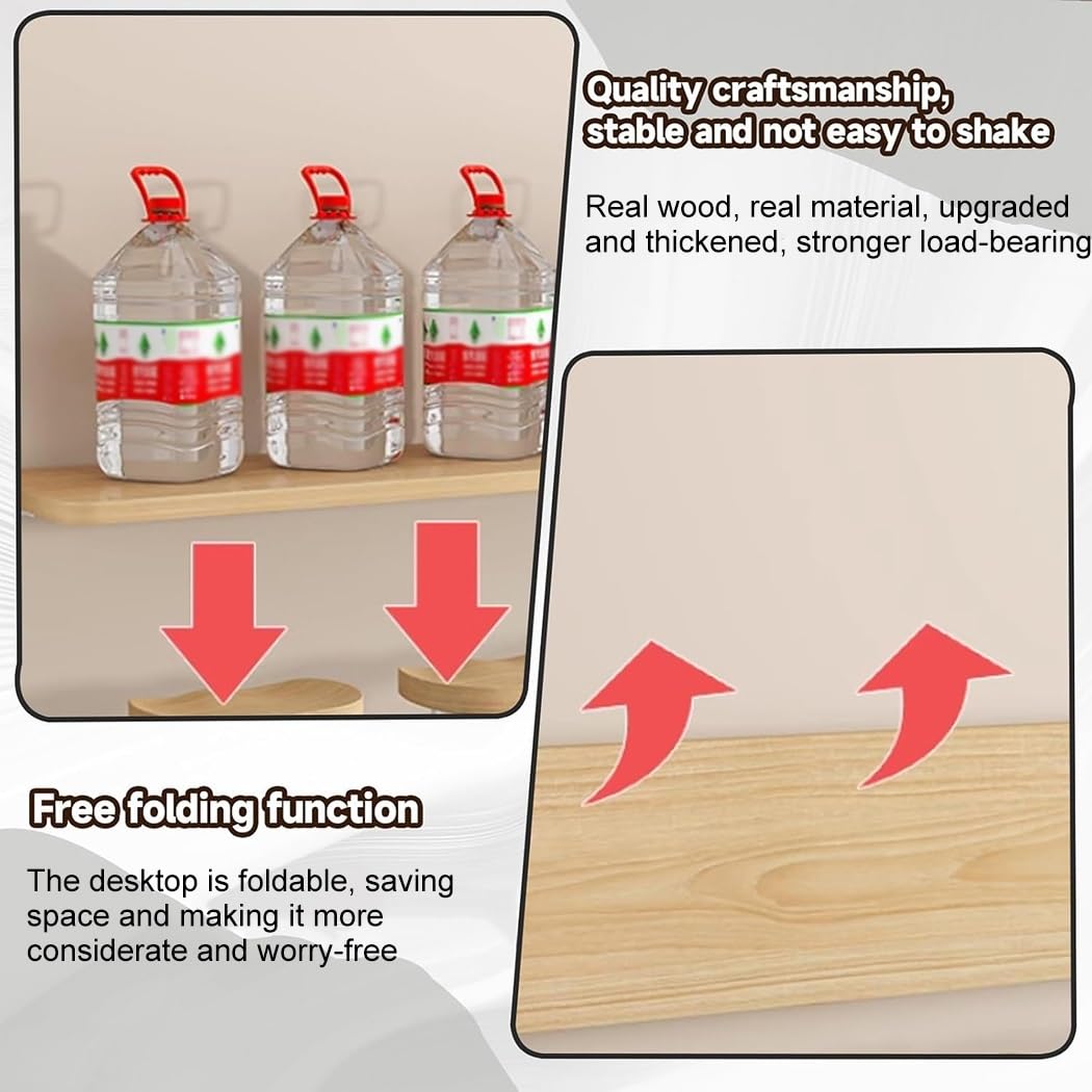 Schwebender Klapptisch Wandtisch, Wandmontierter Drop Leaf Tisch, Multifunktionaler Computertisch für Zuhause, Büro, Bar, Wäsche, Holzdesign, platzsparende Lösung