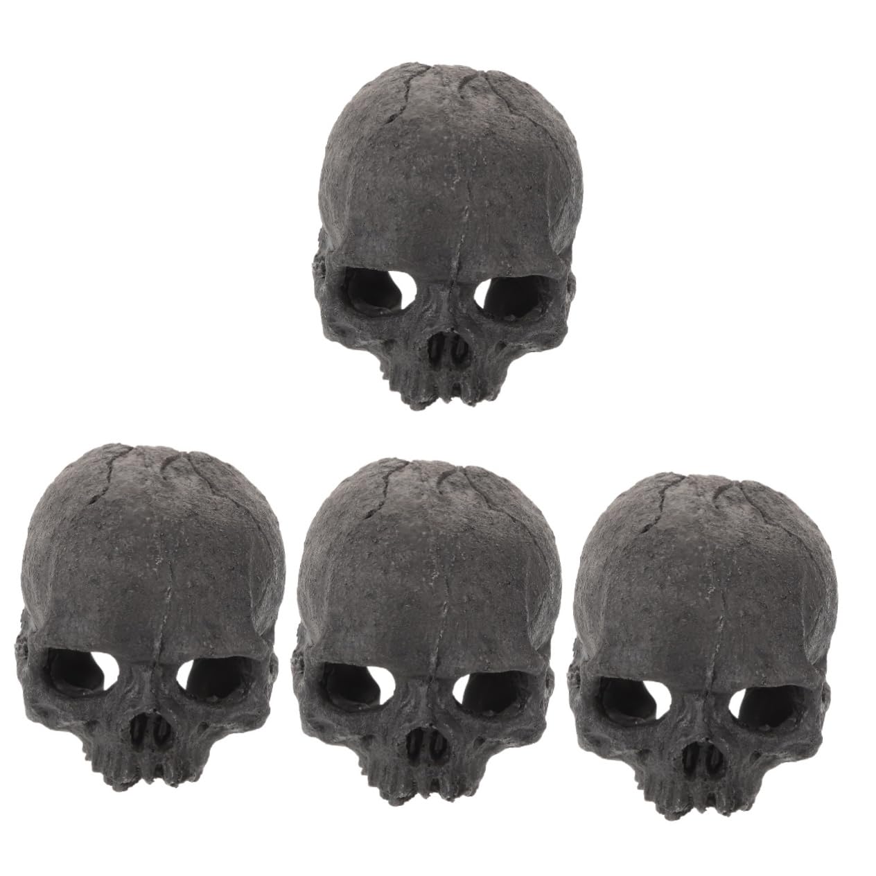 Cabilock 4 Piezas Adornos De Resina De Calavera. Ocultación Decoraciones De La Cueva del Tanque De Peces Decorativo Terrario De Piel De Reptil Decoración Esqueleto para Falso Black