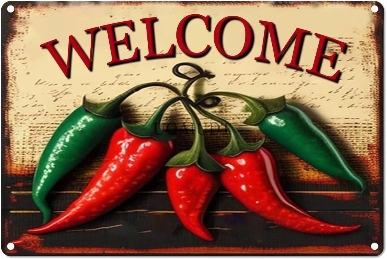 Retro Chili Pepper Decor Metal Poster Chilli Pepper