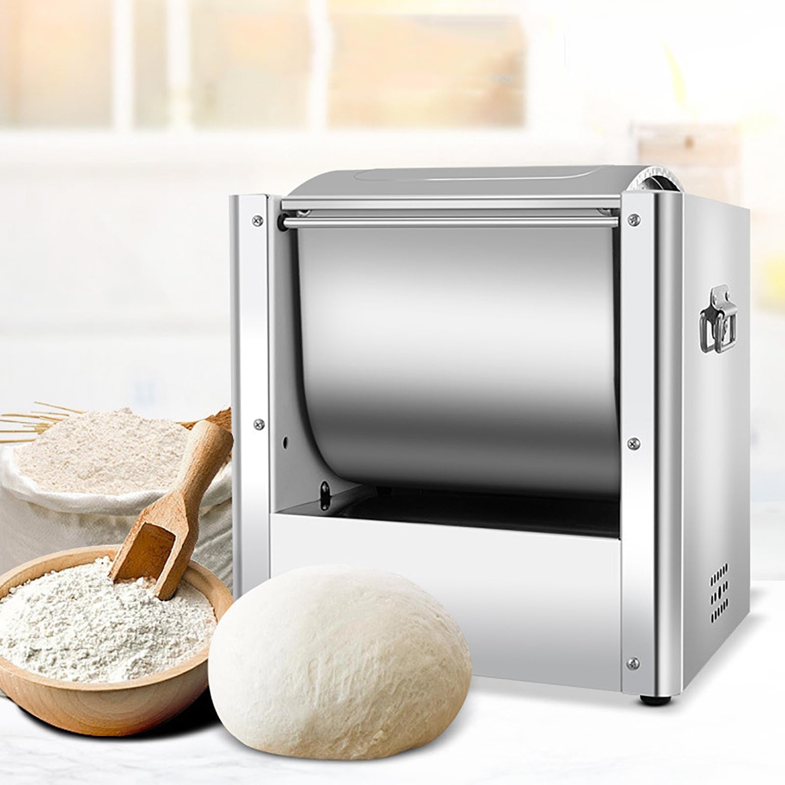 ZHJOPP 220v Commercial Dough Mixer, Fully Automatic Desktop with Dust Cover,Imitation of Hand Kneading, for Bakeries, Restaurants
