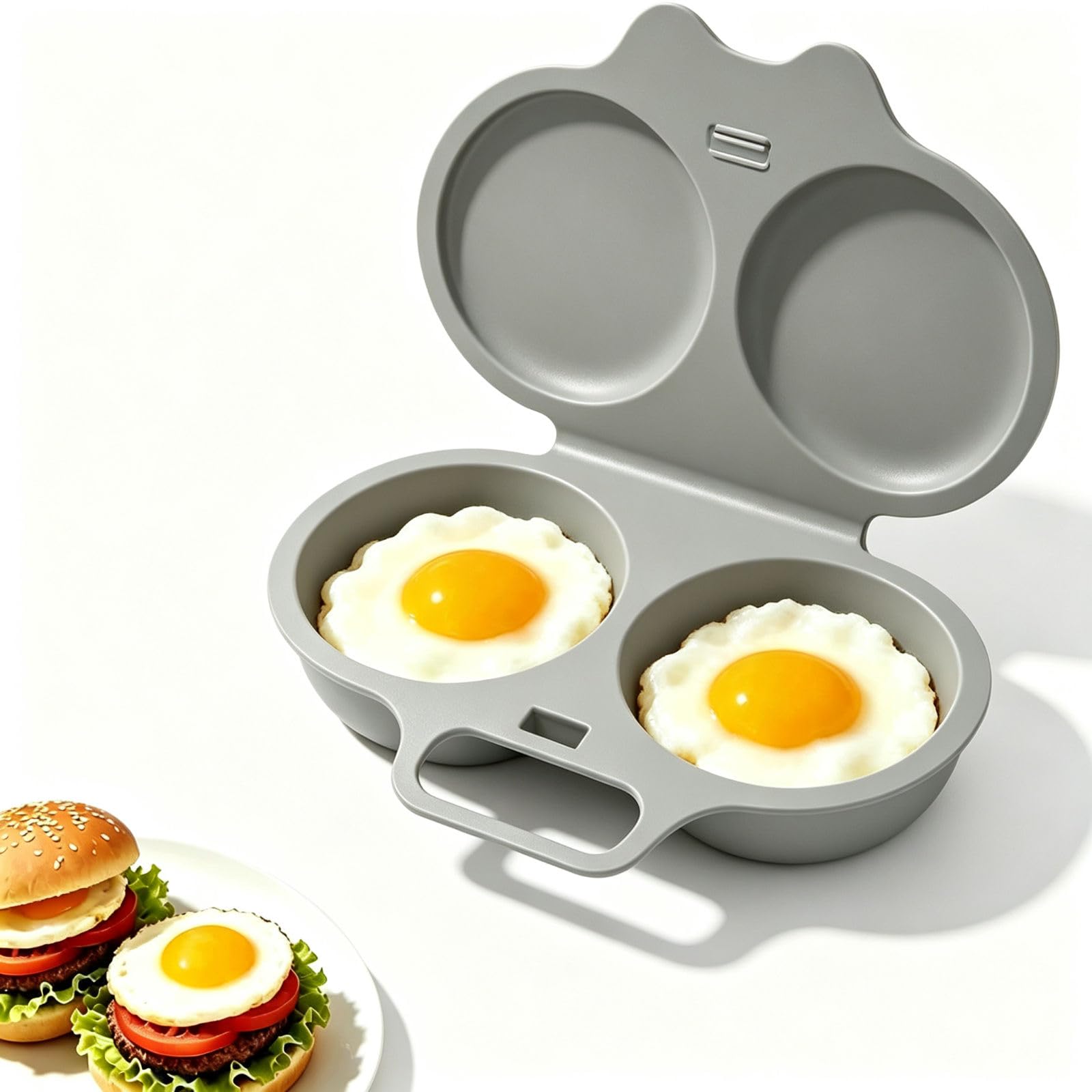 Microwave Egg Poacher, Dual Cavity Microwave Egg PoacherïŒA-Light gray(1PC)