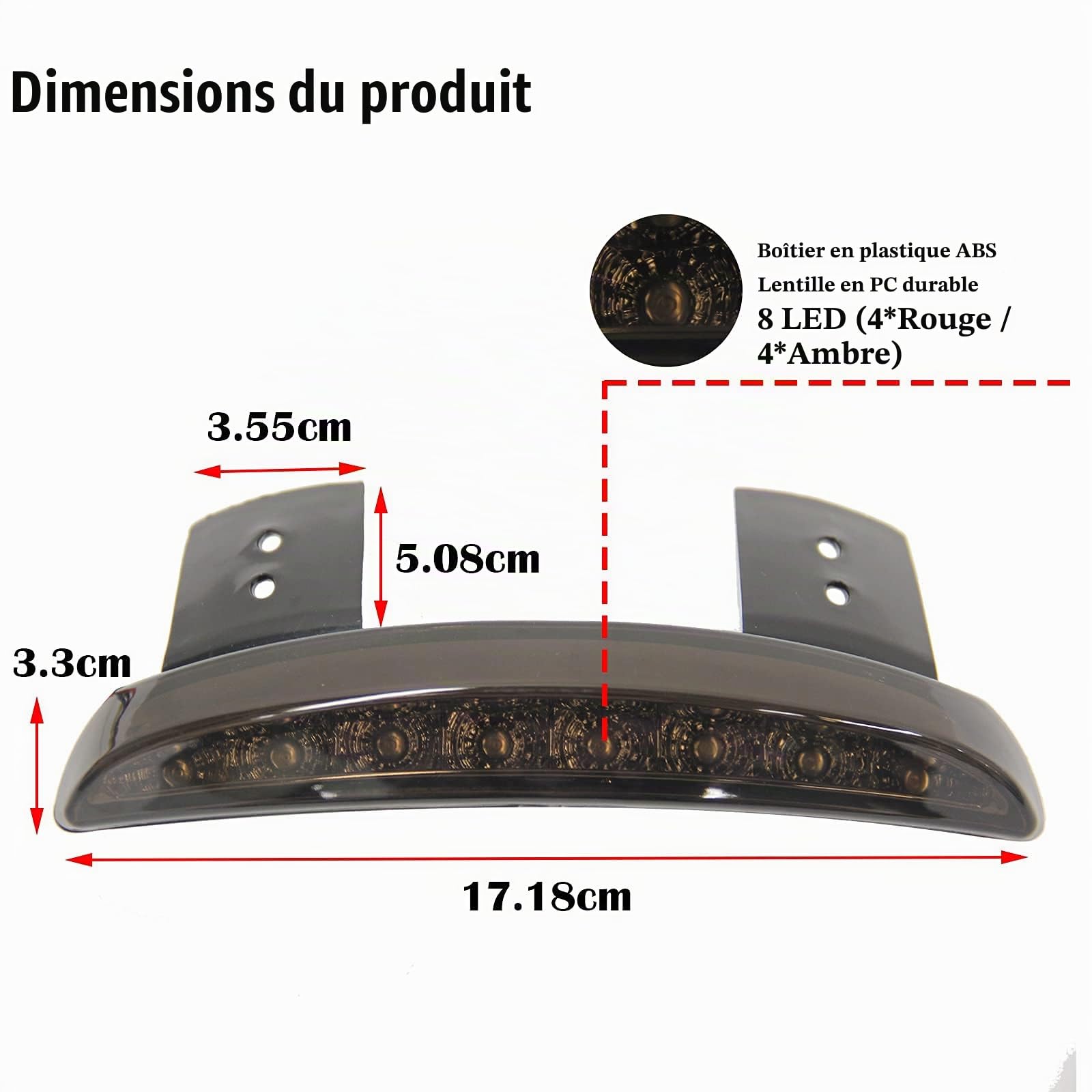 JMTBNO Feu Arrière Moto Clignotant Indicateurs 8 LED Hachée Plaque de Bord de Garde-Boue Frein Stop Arrière Arrêt Feu Lampe Intégrés pour Sportster XL883N 1200N XL1200V XL1200X