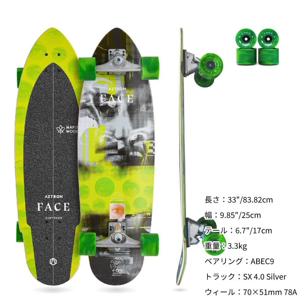 Aztron ak-403 Surfskate Face 33 Unisex Adulto, Multicolor, M