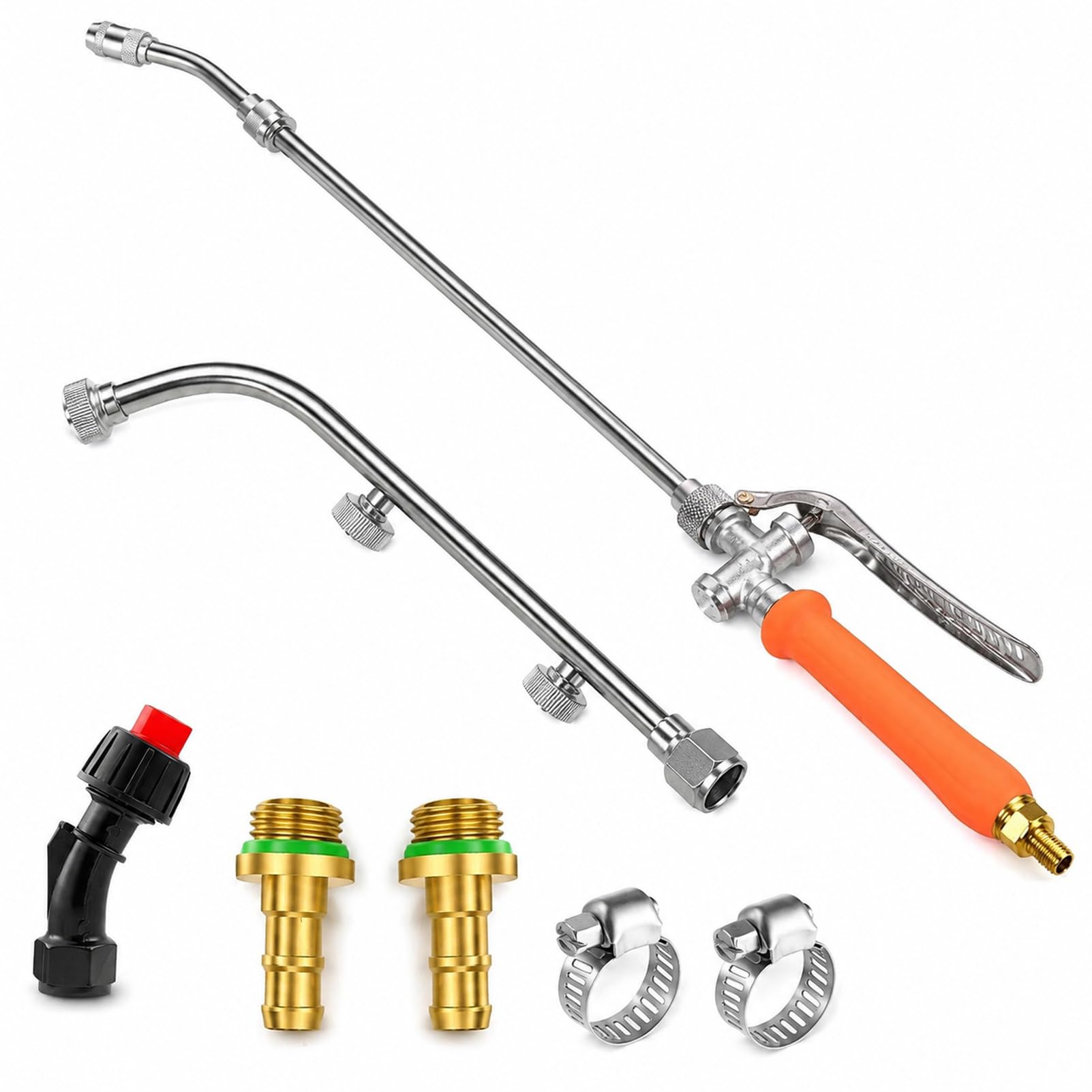1 Metal Telescopic Sprayer Wand with 3 Nozzle Types, Adjustable Length from 12.5" to 29", Brass Barb Fittings for 3/8" & 1/4" Hoses, for Garden Watering, Pressure Washing, Window & Roof Spraying​