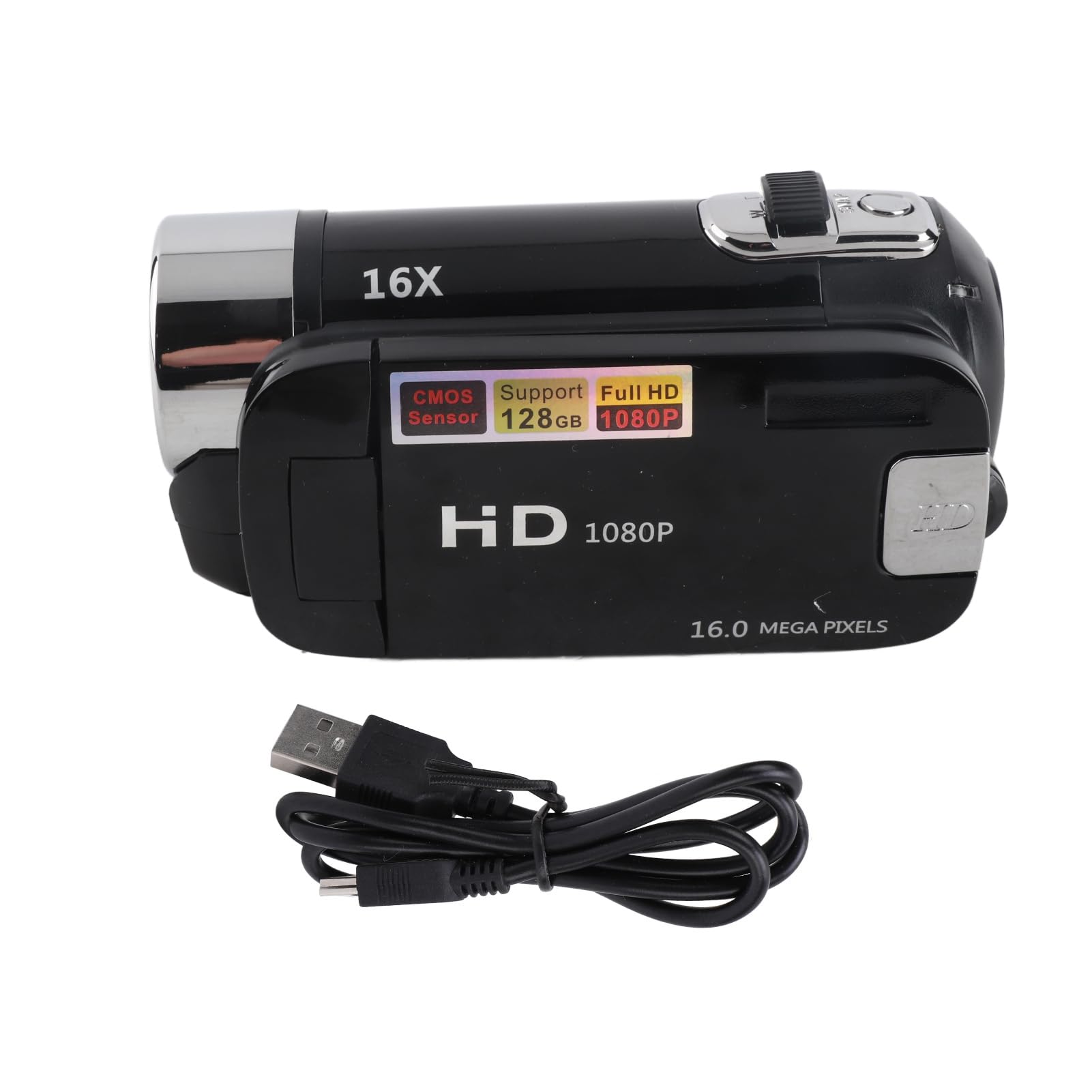 16MP 1080P Video Camera with 2.4 Inch Color Screen, 16X Digital Zoom, Anti Shake, Loop Video Recording, Fill Light for Travel, Growth Record and More (Black)-picture-27