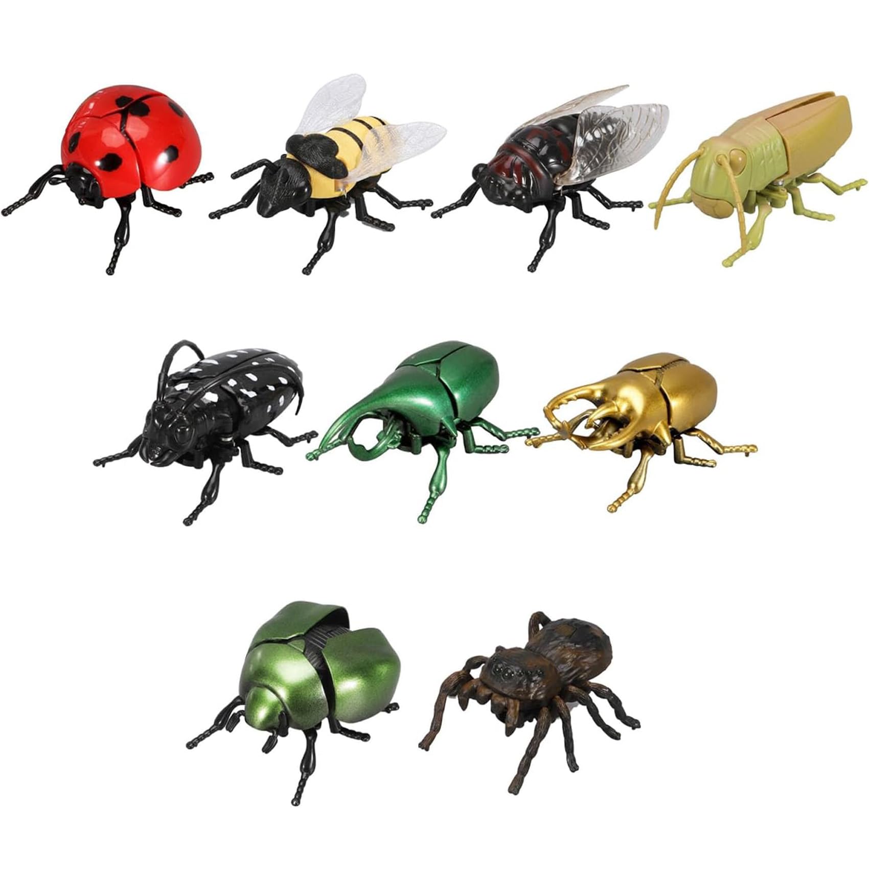 Realistic Interactive Insect Collection- Realistic Crawling Beetles, Bees & Ladybugs for Kids' Educational Play, Wind-up Movable Insect Figure, Nature Science Gift for Biology Enthusiasts (#All)