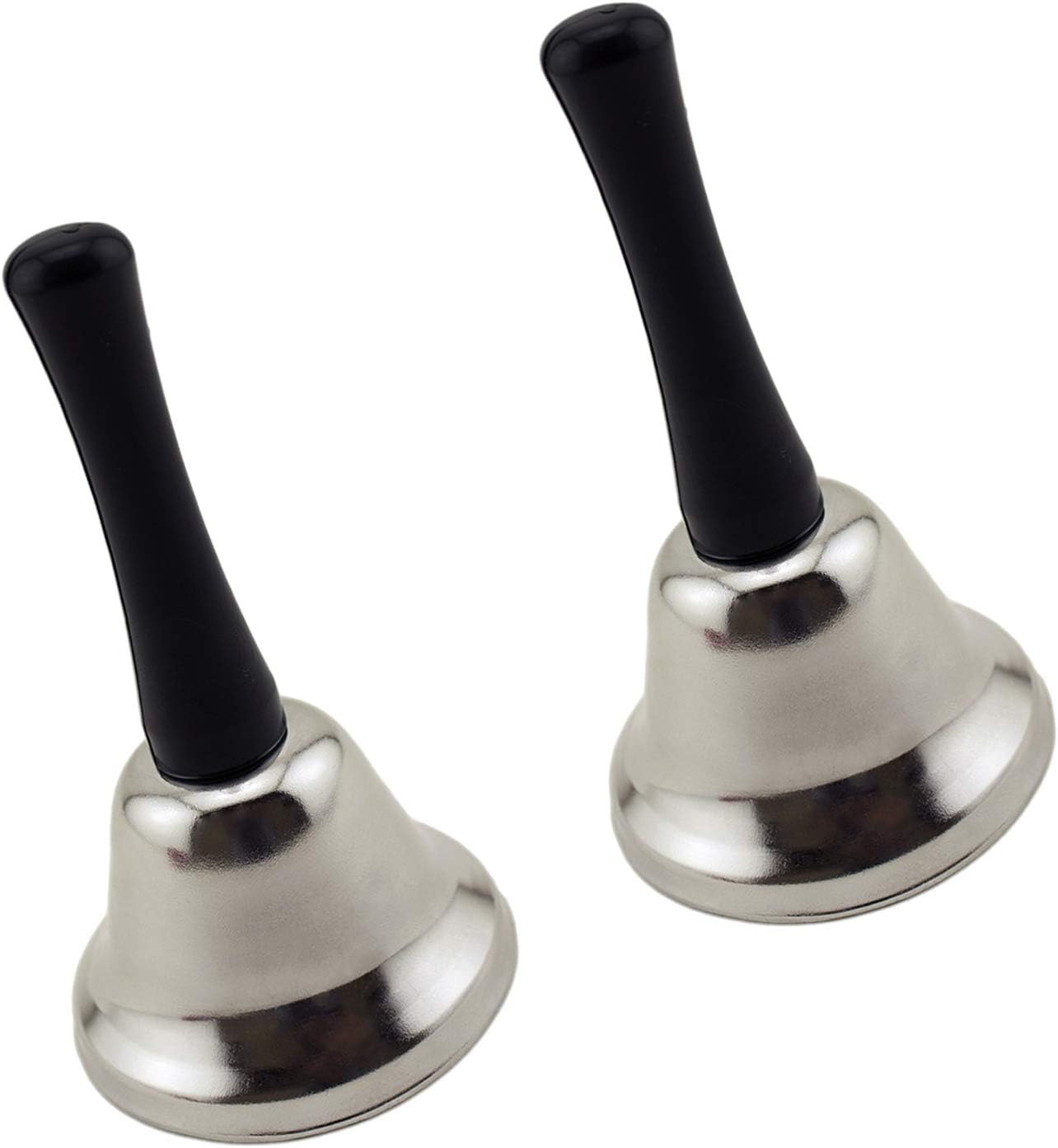 Superior Quality Steel Silver Call Bell Plastic Handle Hand Held Tea Office School Desk RingBell (2 Pcs Set)