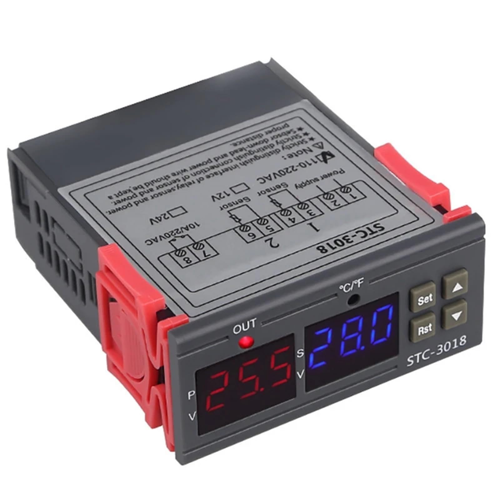 STC-3018 DC12V DC 24V Doppio regolatore di temperatura digitale AC220V Due relè di uscita Termostato regolatore con riscaldatore e raffreddatore(DC 12V)