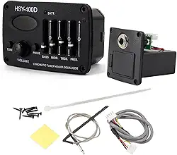 Hsyok Captador Para Violão Acústico - Pré-Amplificador De Equalização 4 Bandas Com Piezo E Tela Lcd (Hsy-400D)